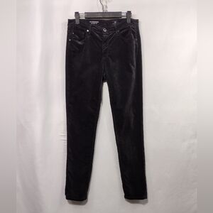 AG The Stevie Ankle Slim Straight Ankle Velour Jeans Womens 27 Black Retro 90s